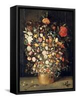 Bouquet of Flowers in a Wooden Vase, 1603-Jan Brueghel the Elder-Framed Stretched Canvas