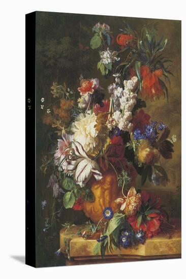 Bouquet Of Flowers In An Urn-Jan van Huysum-Stretched Canvas