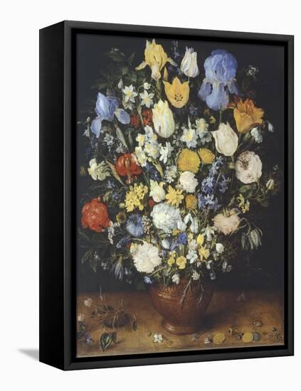 Bouquet of Flowers in Ceramic Vase-Jan Brueghel the Elder-Framed Stretched Canvas