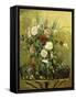 Bouquet of Flowers with a Rustic Wooden Jardiniere-Camille Pissarro-Framed Stretched Canvas