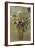 Bouquet of Flowers with Butterflies-Odilon Redon-Framed Giclee Print