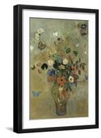 Bouquet of Flowers with Butterflies-Odilon Redon-Framed Giclee Print