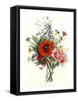 Bouquet of Foxglove, Poppy and Peonie-Jean Louis Prevost-Framed Stretched Canvas