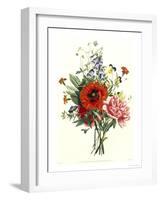 Bouquet of Foxglove, Poppy and Peonie-Jean Louis Prevost-Framed Giclee Print