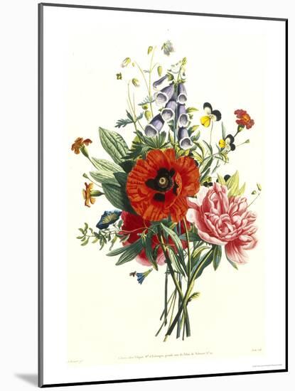Bouquet of Foxglove, Poppy and Peonie-Jean Louis Prevost-Mounted Giclee Print