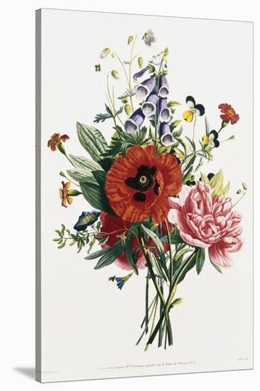 Bouquet of Foxglove, Poppy, and Peony-Jean Louis Prevost-Stretched Canvas