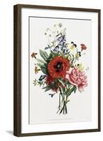 Bouquet of Foxglove, Poppy, and Peony-Jean Louis Prevost-Framed Giclee Print