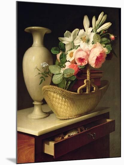 Bouquet of Lilies and Roses in a Basket, 1814-Antoine Berjon-Mounted Giclee Print