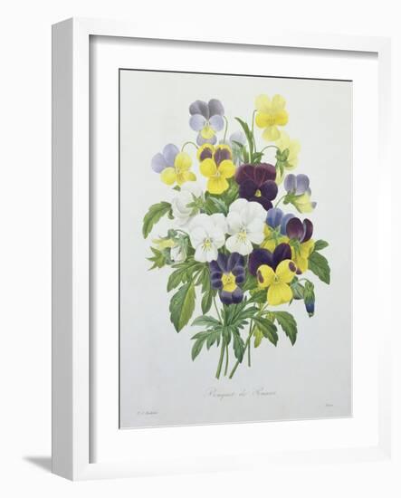Bouquet of Pansies, Engraved by Victor, from 'Choix Des Plus Belles Fleurs', 1827-Pierre-Joseph Redouté-Framed Giclee Print