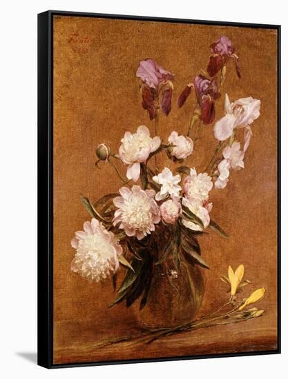 Bouquet of Peonies and Irises, 1883-Henri Fantin-Latour-Framed Stretched Canvas