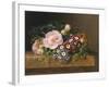 Bouquet of Pink Camellias and Primula on Marble Ledge-Johan Laurentz Jensen-Framed Giclee Print