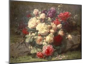 Bouquet of Pink Roses and Scented Stocks-Jean Baptiste Claude Robie-Mounted Giclee Print