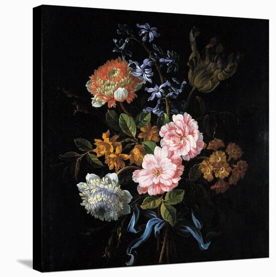 Bouquet of Poppy Anemones, Roses, Double Campernelle, Hyacinth, Tulip and Auricula-Jean-Baptiste Monnoyer-Stretched Canvas