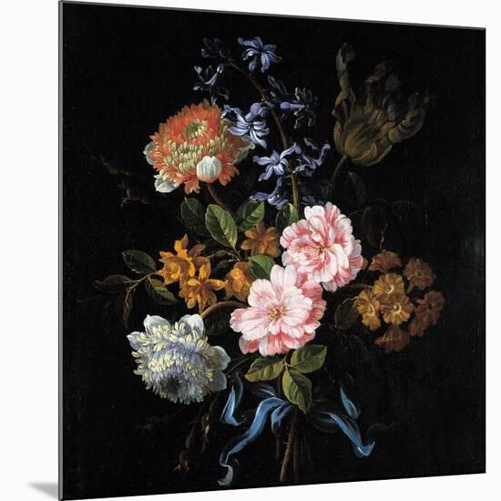 Bouquet of Poppy Anemones, Roses, Double Campernelle, Hyacinth, Tulip and Auricula-Jean-Baptiste Monnoyer-Mounted Giclee Print