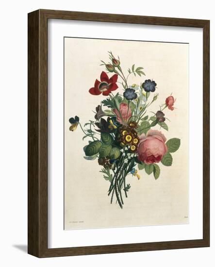 Bouquet of Rose and Lily of the Valley-Jean Louis Prevost-Framed Giclee Print