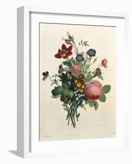 Bouquet of Rose and Lily of the Valley-Jean Louis Prevost-Framed Giclee Print