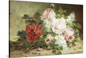 Bouquet of Roses and Lilac-Dominique-Hubert Rozier-Stretched Canvas