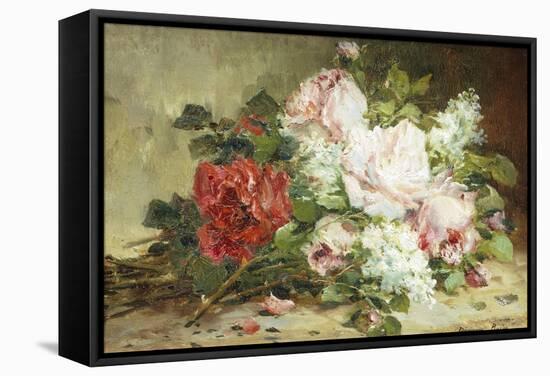 Bouquet of Roses and Lilac-Dominique-Hubert Rozier-Framed Stretched Canvas