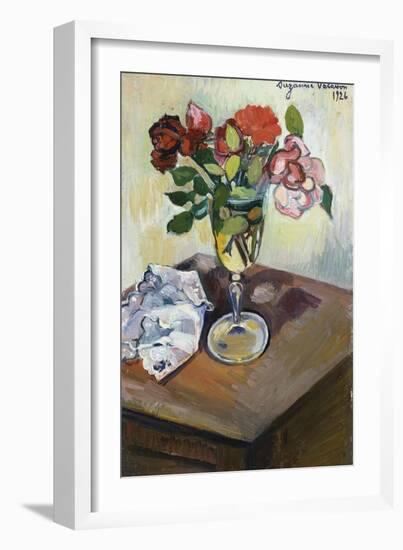 Bouquet of Roses in a Glass, 1926-Suzanne Valadon-Framed Giclee Print