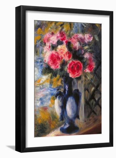 Bouquet of Roses in Blue Vase 1892-Pierre-Auguste Renoir-Framed Giclee Print