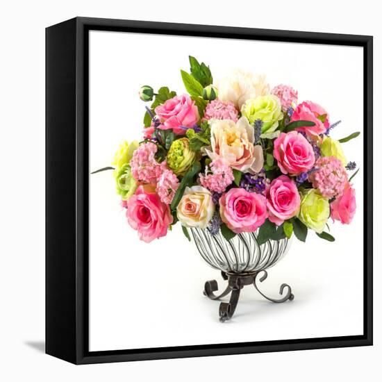 Bouquet of Roses in Glass Vase-smuay-Framed Stretched Canvas