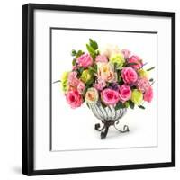 Bouquet of Roses in Glass Vase-smuay-Framed Photographic Print