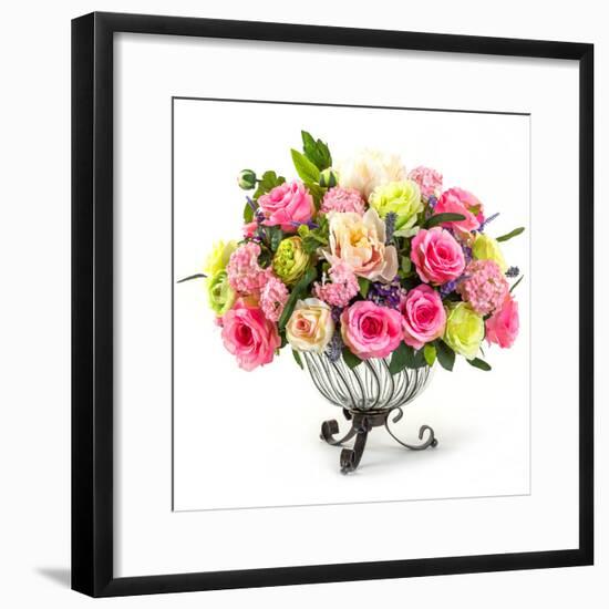 Bouquet of Roses in Glass Vase-smuay-Framed Photographic Print