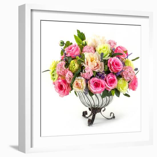 Bouquet of Roses in Glass Vase-smuay-Framed Photographic Print
