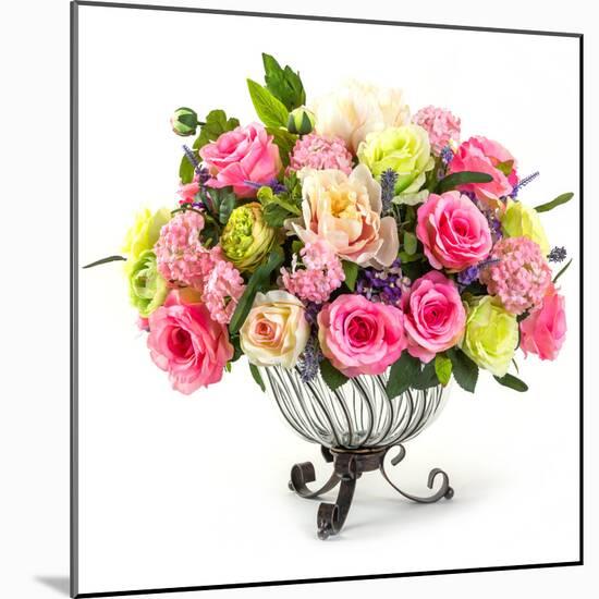 Bouquet of Roses in Glass Vase-smuay-Mounted Photographic Print