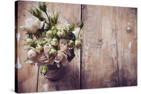 Bouquet of Roses in Metal Pot-manera-Stretched Canvas