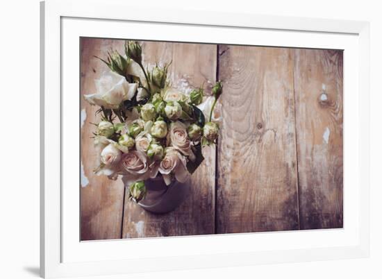 Bouquet of Roses in Metal Pot-manera-Framed Photographic Print