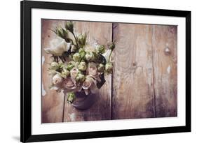 Bouquet of Roses in Metal Pot-manera-Framed Photographic Print