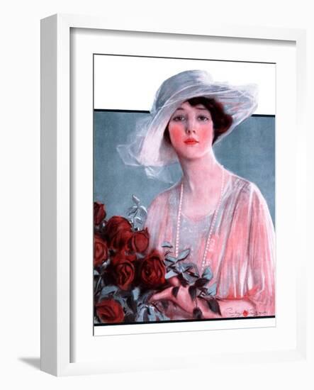 "Bouquet of Roses,"May 24, 1924-Penrhyn Stanlaws-Framed Giclee Print