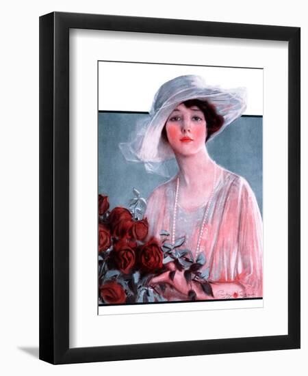 "Bouquet of Roses,"May 24, 1924-Penrhyn Stanlaws-Framed Giclee Print