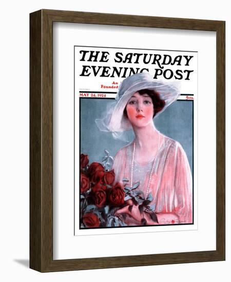 "Bouquet of Roses," Saturday Evening Post Cover, May 24, 1924-Penrhyn Stanlaws-Framed Giclee Print