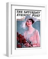 "Bouquet of Roses," Saturday Evening Post Cover, May 24, 1924-Penrhyn Stanlaws-Framed Giclee Print