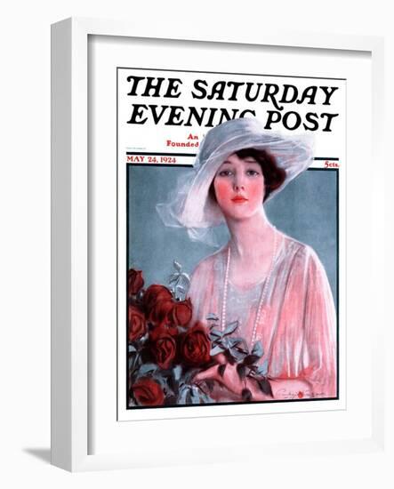 "Bouquet of Roses," Saturday Evening Post Cover, May 24, 1924-Penrhyn Stanlaws-Framed Giclee Print