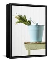 Bouquet of White Tulips in Bucket-null-Framed Stretched Canvas