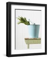 Bouquet of White Tulips in Bucket-null-Framed Premium Photographic Print