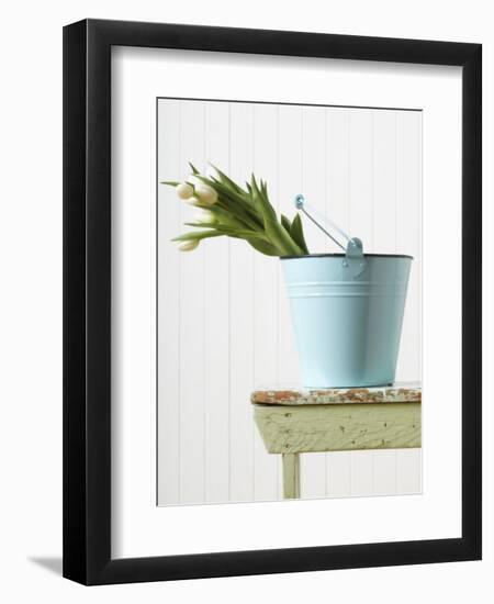 Bouquet of White Tulips in Bucket-null-Framed Premium Photographic Print