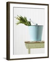 Bouquet of White Tulips in Bucket-null-Framed Photographic Print