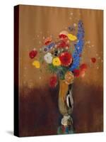 Bouquet of Wild Flowers in a Vase with Long Neck, 1912, Gouache-Odilon Redon-Stretched Canvas