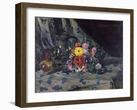 Bouquet of Yellow Dahlias, C.1873-Paul Cézanne-Framed Giclee Print