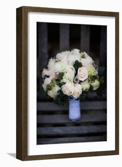 Bouquet on Bench, United Kingdom, Europe-John Alexander-Framed Photographic Print