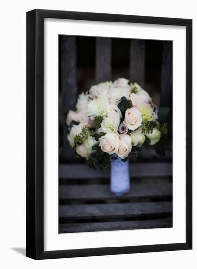 Bouquet on Bench, United Kingdom, Europe-John Alexander-Framed Photographic Print