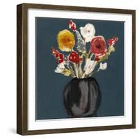 Bouquet on Teal I-Jennifer Goldberger-Framed Art Print