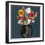 Bouquet on Teal I-Jennifer Goldberger-Framed Art Print