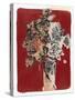 Bouquet Red Background-Maria Pietri Lalor-Stretched Canvas