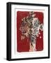 Bouquet Red Background-Maria Pietri Lalor-Framed Giclee Print
