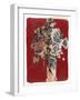 Bouquet Red Background-Maria Pietri Lalor-Framed Giclee Print